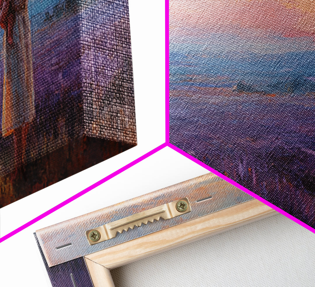 Mother Holding Baby At Lavender Field Sunset Canvas Print, Purple Landscape Wall Art, Mothers Day Gift, Bedroom Decor, Home Decor