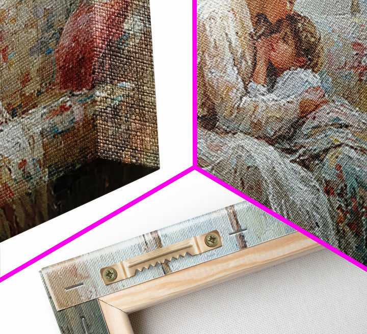 Mother And Baby Morning Embrace Wall Art, Impressionist Nursery Decor, Cozy Bedroom Print, Gift For Mom, Framed Fine Art