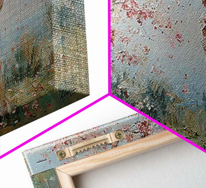Impressionist Mother Holding Baby Framed Canvas Print, Cherry Blossom Nursery Wall Art, Spring Home Decor, Gift For Her, Mom