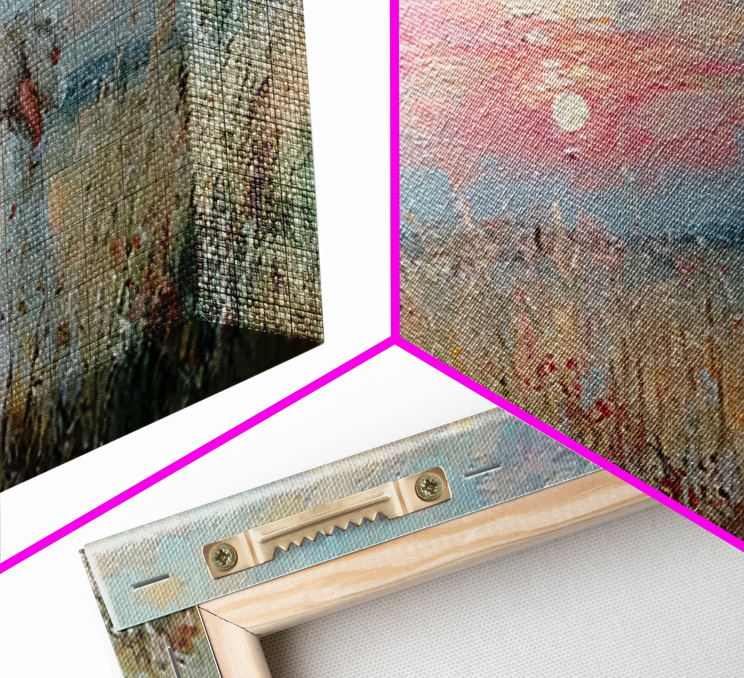 Mother And Child Sunset Seascape Canvas Print, Impressionist Coastal Wall Art, Romantic Bedroom Decor, Nursery Gift For Her