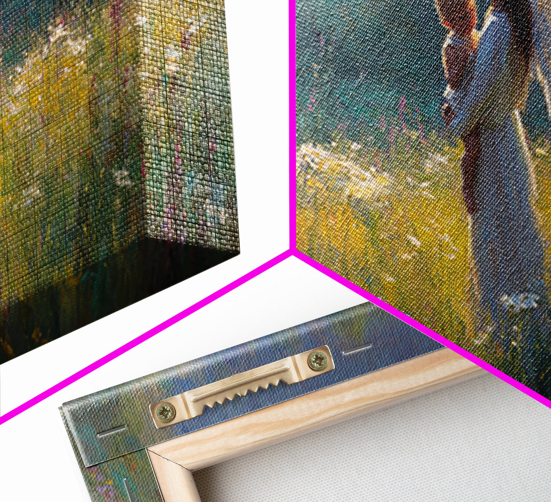Angel Mother Holding Baby Wall Art, Luminous Meadow Oil Painting, Christian Nursery Decor, Spiritual Wall Decor, Gift For Her