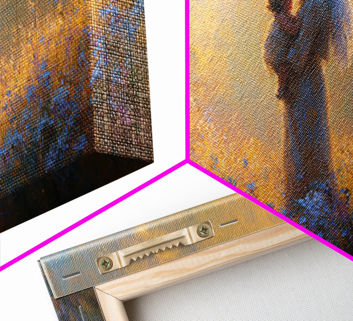 Guardian Angel Mother And Child In Golden Wildflower Meadow Wall Art, Christian Nursery Decor, Spiritual Gift For Mom, Home Decor
