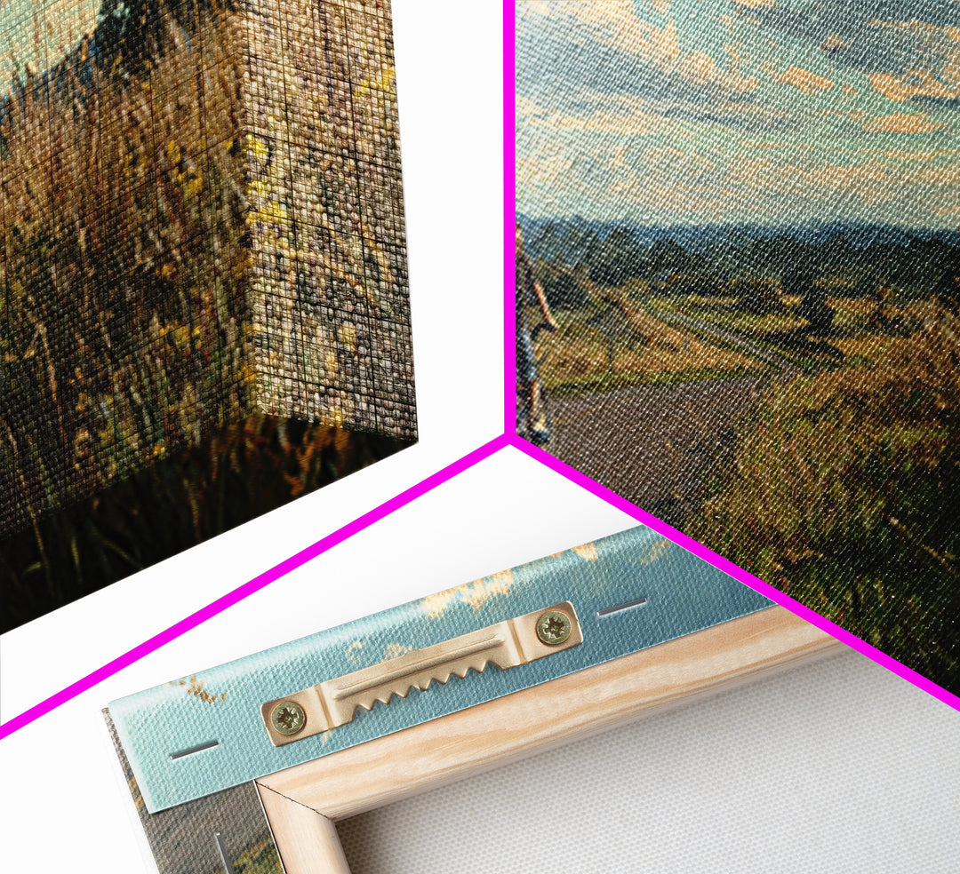 Country Road Bike Ride With Child, Golden Meadow Landscape Wall Art, Family Home Decor, Living Room Art, Housewarming Gift