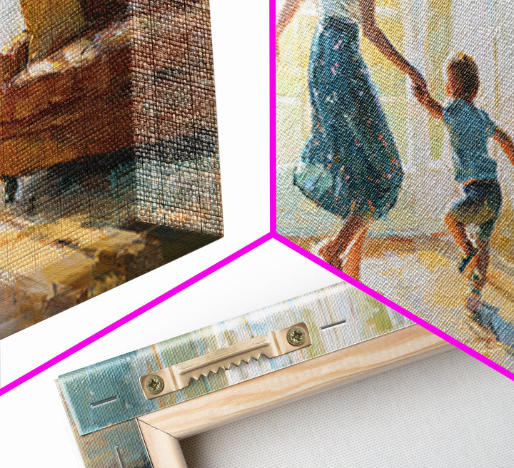 Mother And Toddler Dancing In Sunlit Living Room Canvas Print, Warm Family Wall Art, Cozy Home Decor, Gift For Her, Bedroom Decor