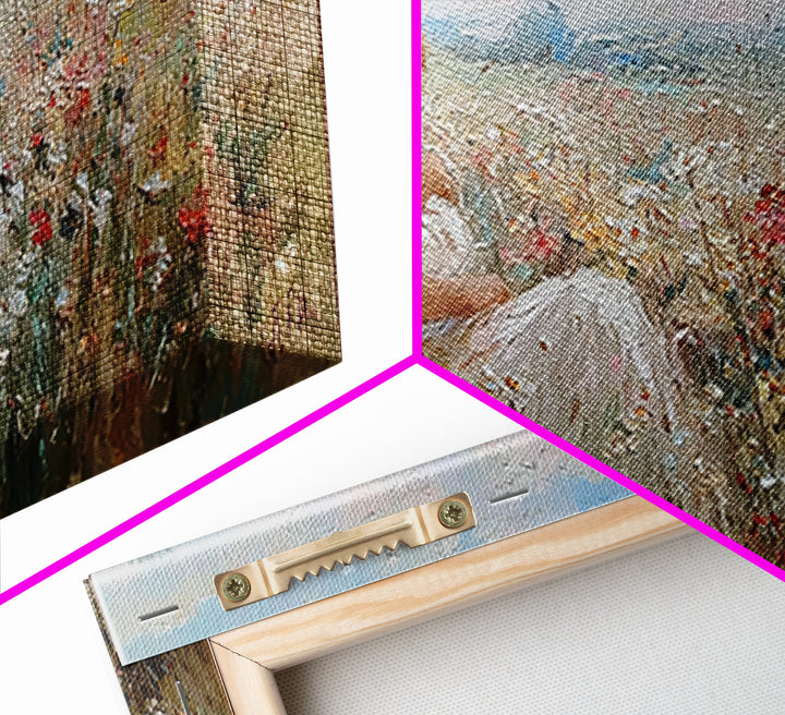Mother And Baby Resting In Wildflower Meadow Framed Canvas Print, Impressionist Wall Art, Floral Nursery Decor, Gift For Her