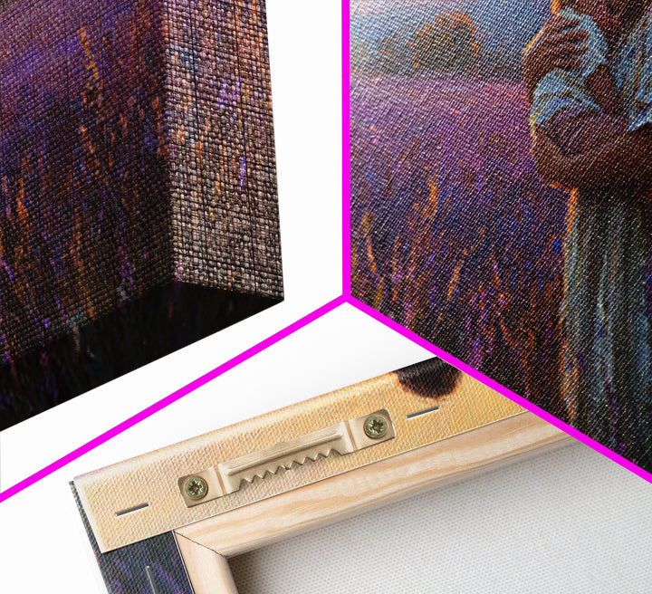 Mother Cradling Child In Lavender Sunset Field Canvas Print, Romantic Wall Art, Impressionist Bedroom Decor, Gift For Her