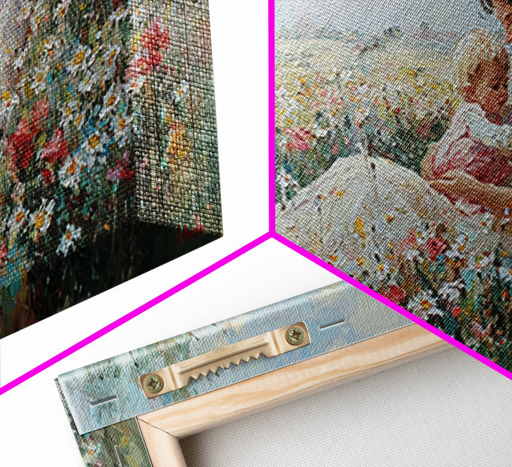 Mother And Baby In Wildflower Meadow Wall Art, Impressionist Floral Landscape, Fine Art Print, Motherhood Gift Home Decor