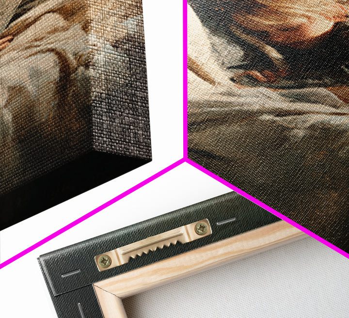 Moody Mother And Child Wrapped In Blanket Wall Art, Warm Impressionist Canvas Print For Bedroom Decor, Nursery, And Gift For Mom