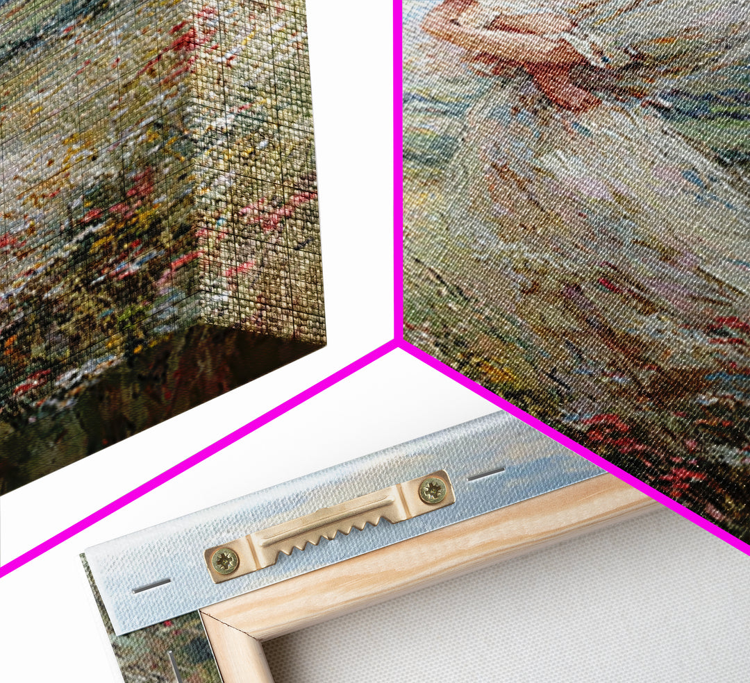 Mother Holding Baby In Windy Wildflower Valley Wall Art, Impressionist Landscape Painting, Feminine Nursery Decor, Gift For Mom