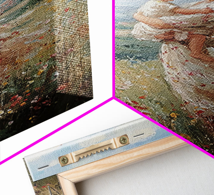 Mother And Toddler In Flower Meadow Wall Art, Impressionist Landscape Painting, Feminine Nursery Decor, Gift For Mom Art Print
