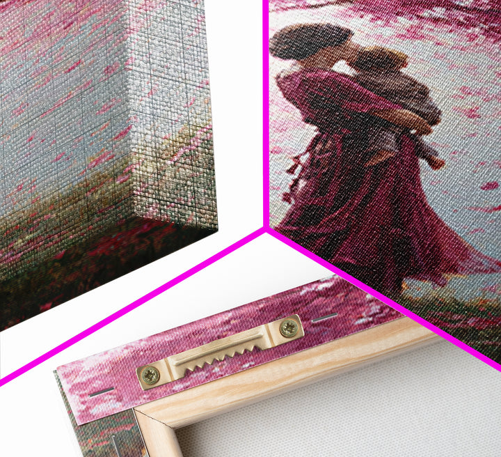 Mother And Toddler Under Pink Cherry Blossoms Wall Art, Romantic Floral Canvas Print, Feminine Decor, Mothers Day Gift, Nursery Decor