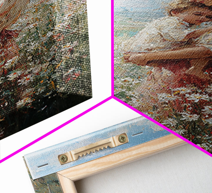 Mother Holding Child In Wildflower Meadow Wall Art, Impressionist Floral Oil Painting, New Mom Gift, Nursery Bedroom Decor