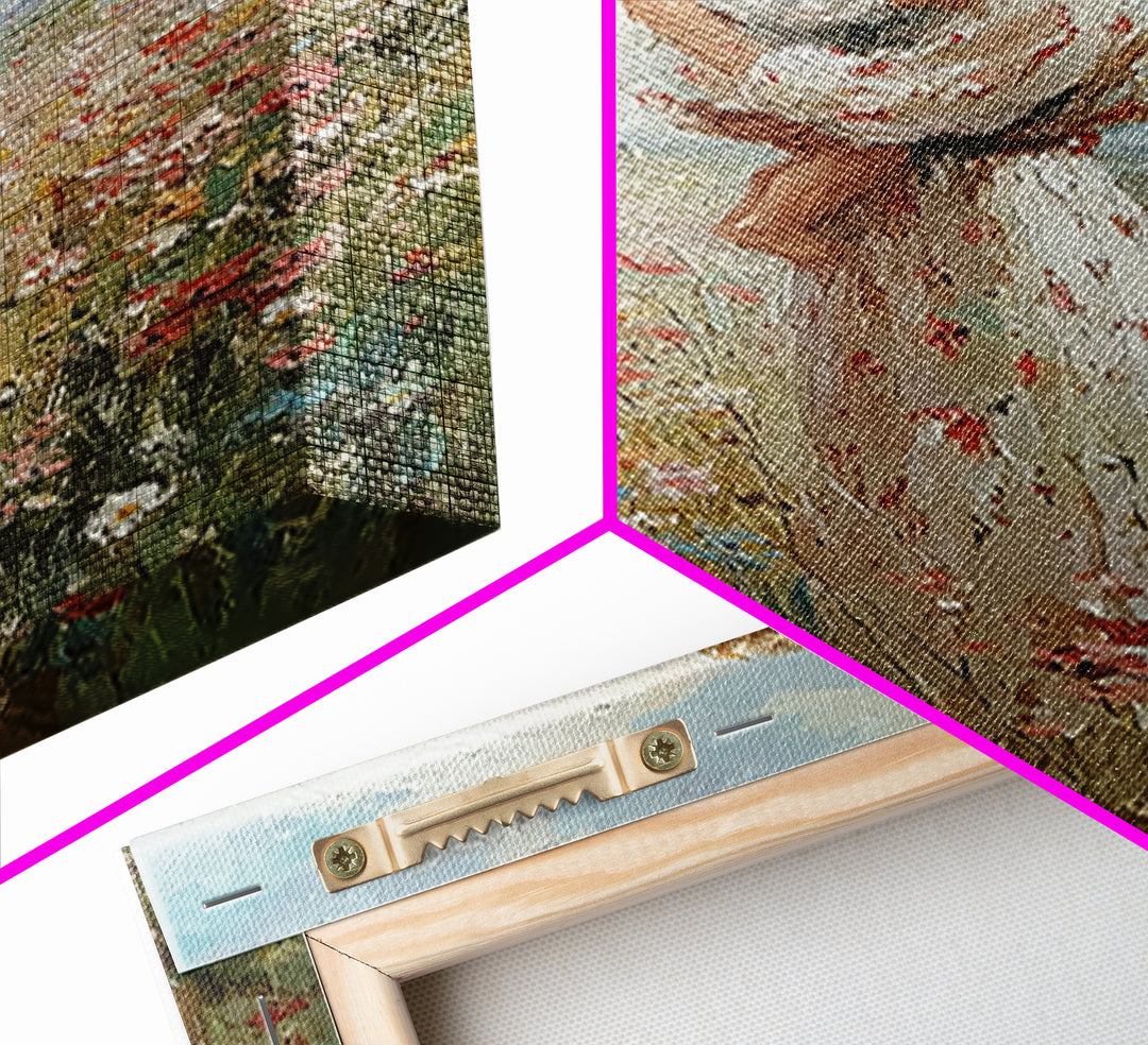 Mother Kissing Baby In Wildflower Field Canvas Print, Impressionist Floral Wall Art, Nursery Decor, Gift For Her, Mothers Day Gift