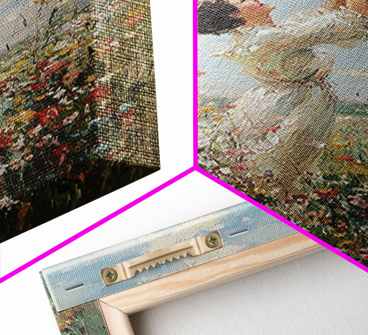 Airy Mother And Toddler In Wild Meadow Framed Canvas Print, Impressionist Wall Art, Living Room Decor, Mothers Day Gift For Mom