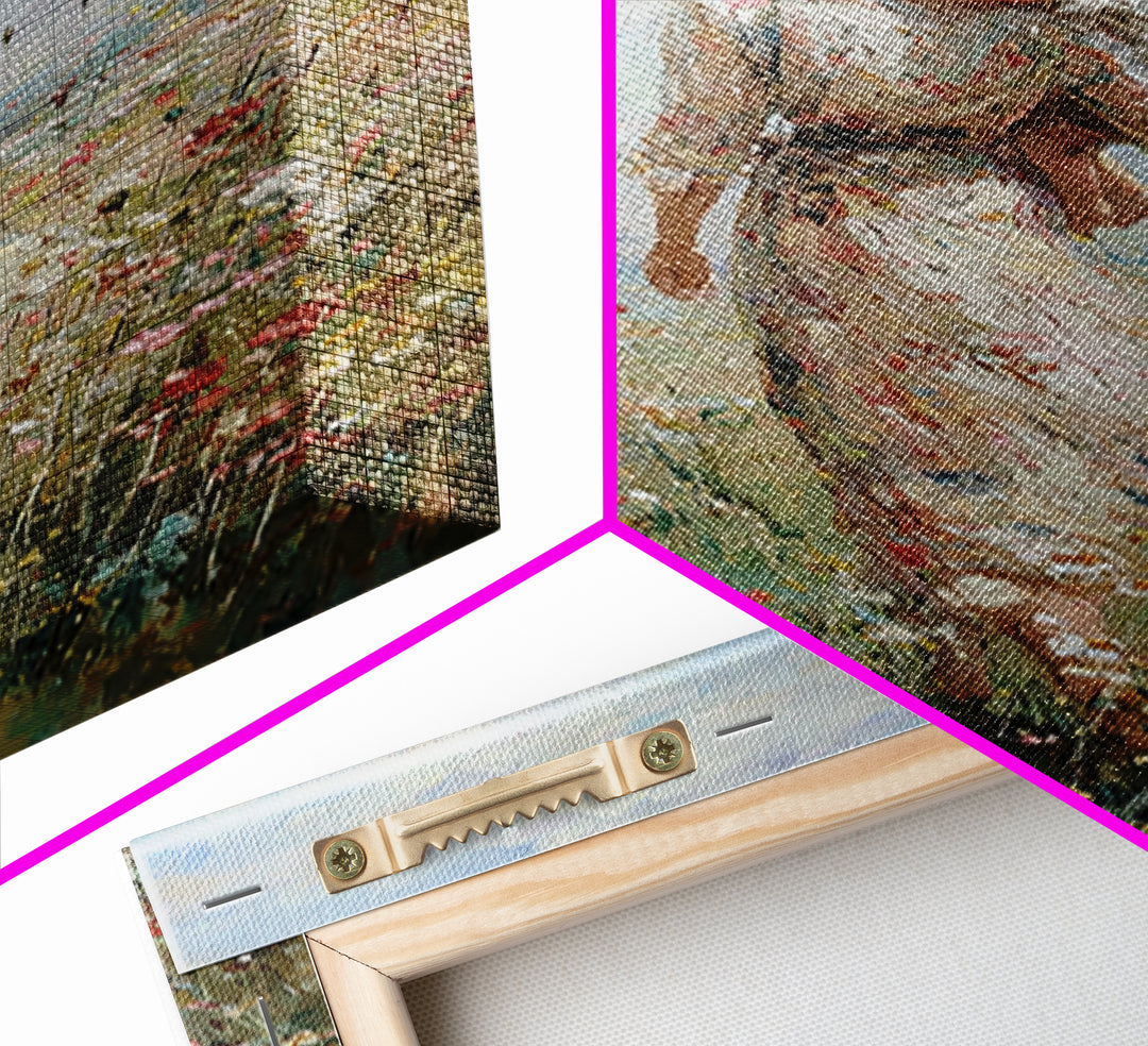 Mother And Child Walking Through Wildflower Meadow Canvas Print, Impressionist Wall Art, Nursery Decor, Mothers Day Gift
