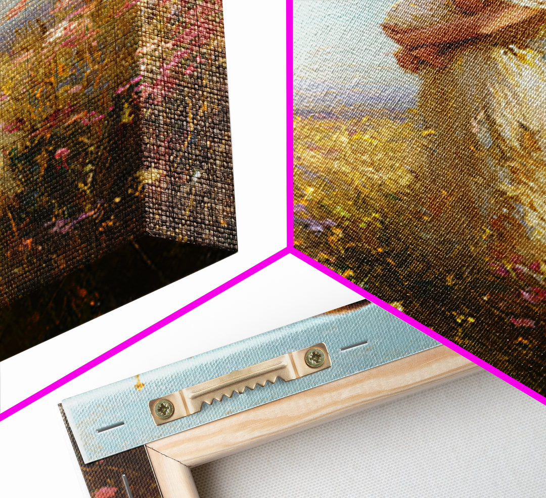 Mother Holding Baby In Wildflower Meadow Wall Art, Impressionist Oil Painting, Feminine Nursery Decor, Gift For Mom, Home Decor