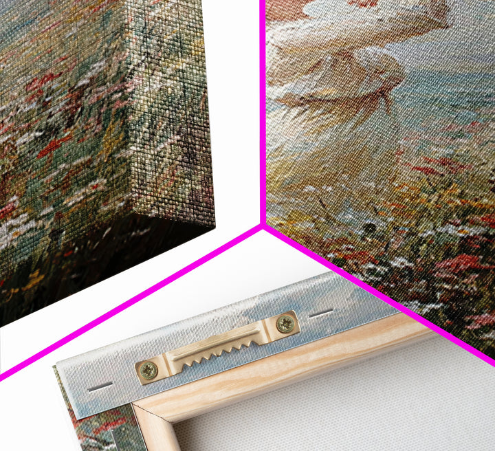 Mother Lifting Baby In Coastal Wildflowers Wall Art, Impressionist Oil Painting, Beach House Decor, Nursery Art, Gift For Her
