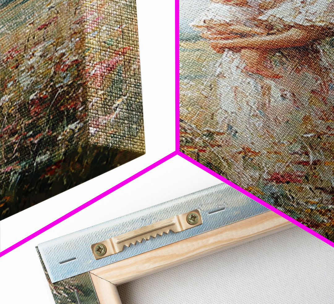 Guardian Angel Holding Child Wall Art, Wildflower Meadow Oil Painting, Christian Nursery Decor, Spiritual Gift For Mom, Fine Art