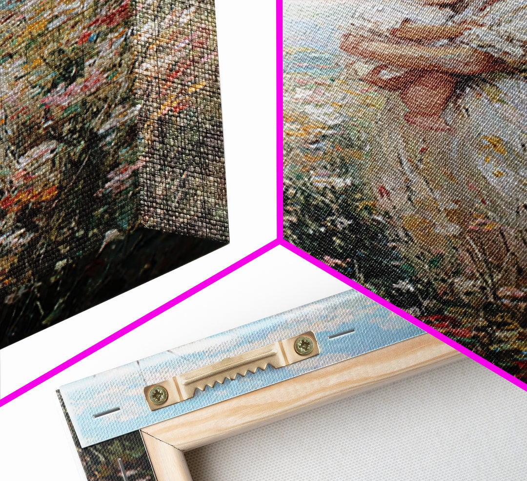 Mother Holding Baby In Sunlit Wildflowers Framed Canvas Print, Impressionist Floral Wall Art, Motherhood Gift, Nursery Decor