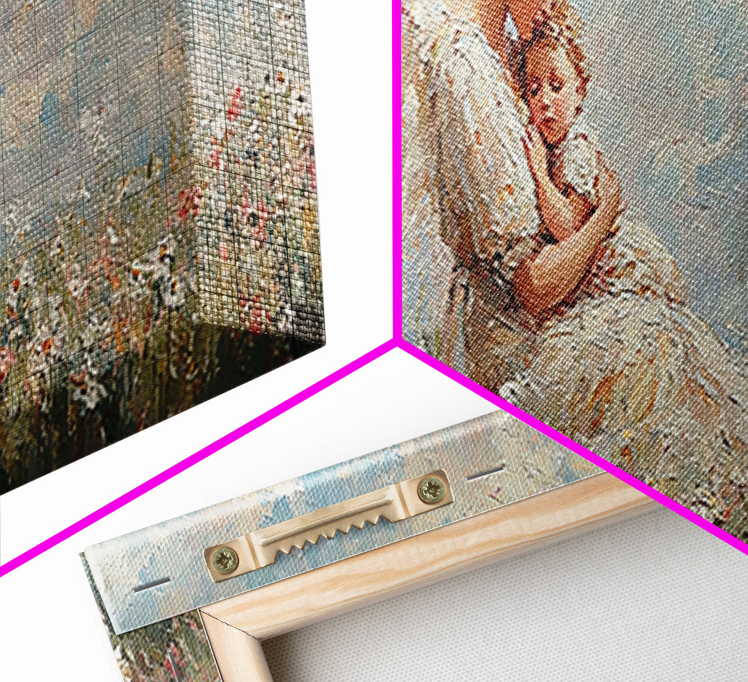 Angel Mother Holding Baby Wall Art, White Wings Wildflower Field Canvas Print, Christian Nursery Decor Gift For Mom Home Decor