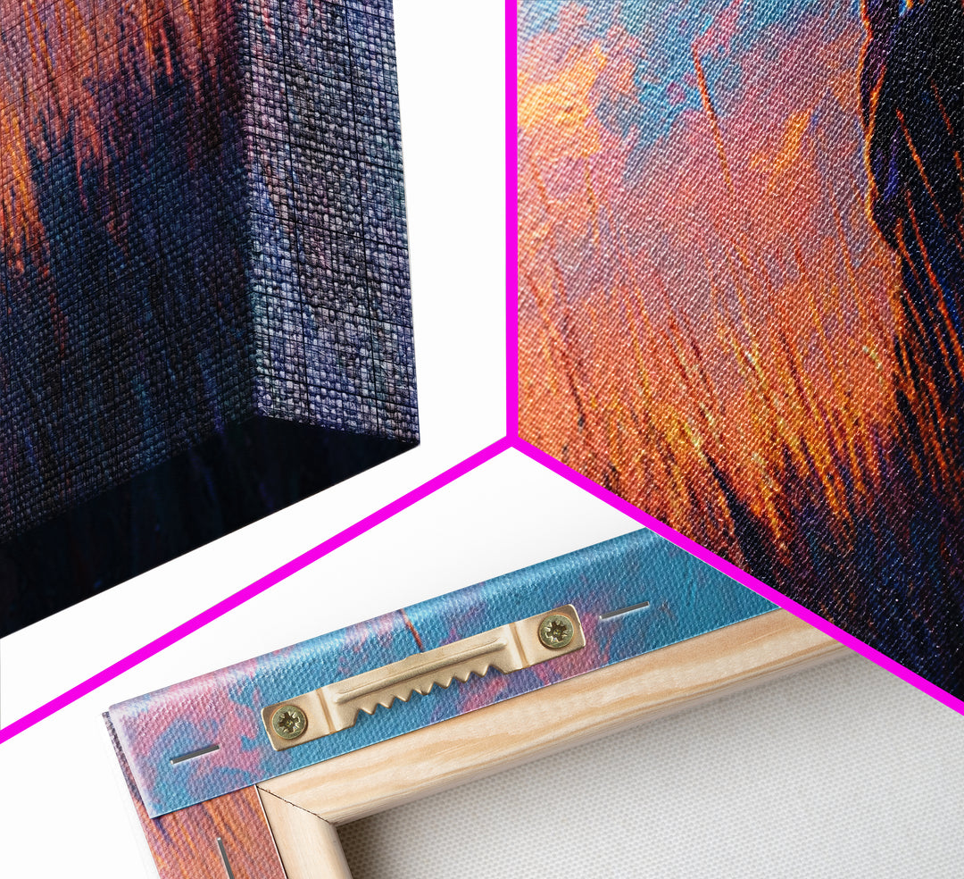 Mother Holding Baby In Purple Sunset Meadow Canvas Print, Romantic Wall Art, Moody Bedroom Decor, Gift For Her, Nursery Art