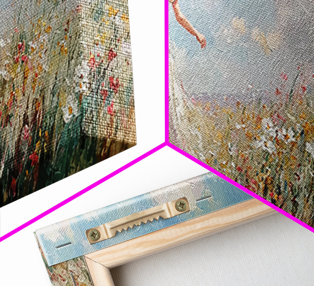 Mother Carrying Baby Through Wildflower Meadow Wall Art, Impressionist Landscape Canvas Print, Nursery Decor, Gift For Mom