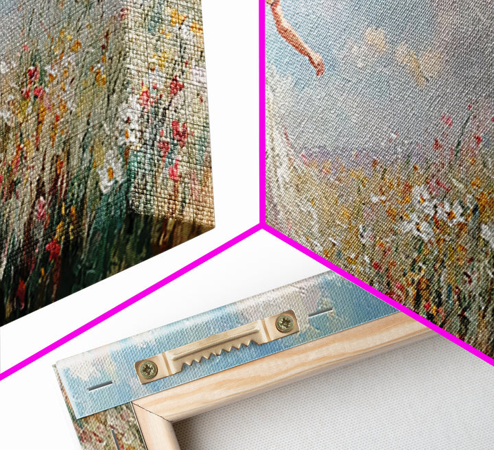 Mother Carrying Baby Through Wildflower Meadow Wall Art, Impressionist Landscape Canvas Print, Nursery Decor, Gift For Mom