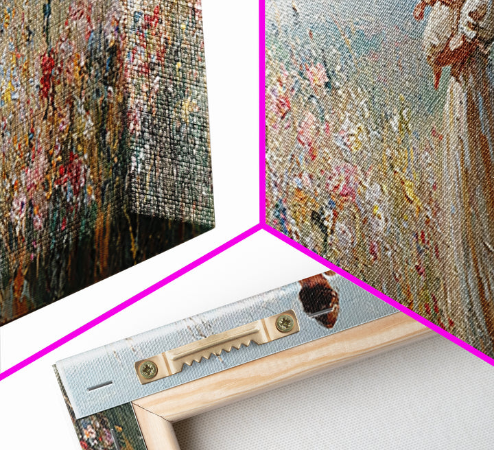 Mother And Baby In Wildflower Meadow Wall Art, Panoramic Canvas Print For Nursery Decor, Feminine Bedroom, Gift For Mom Art