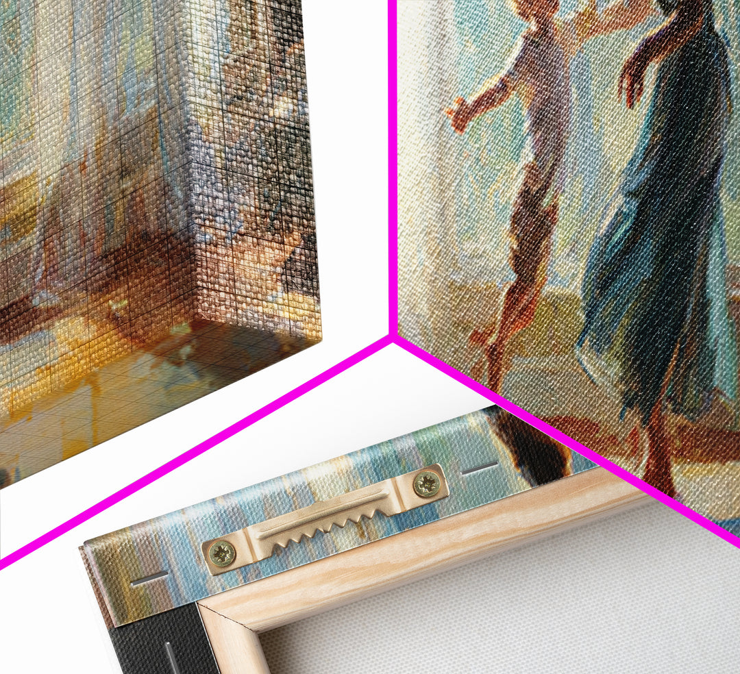 Mother And Child Dancing In Sunlit Room Canvas Print, Warm Window Light, Family Wall Decor, Bedroom Art, Gift For Her, Home Decor
