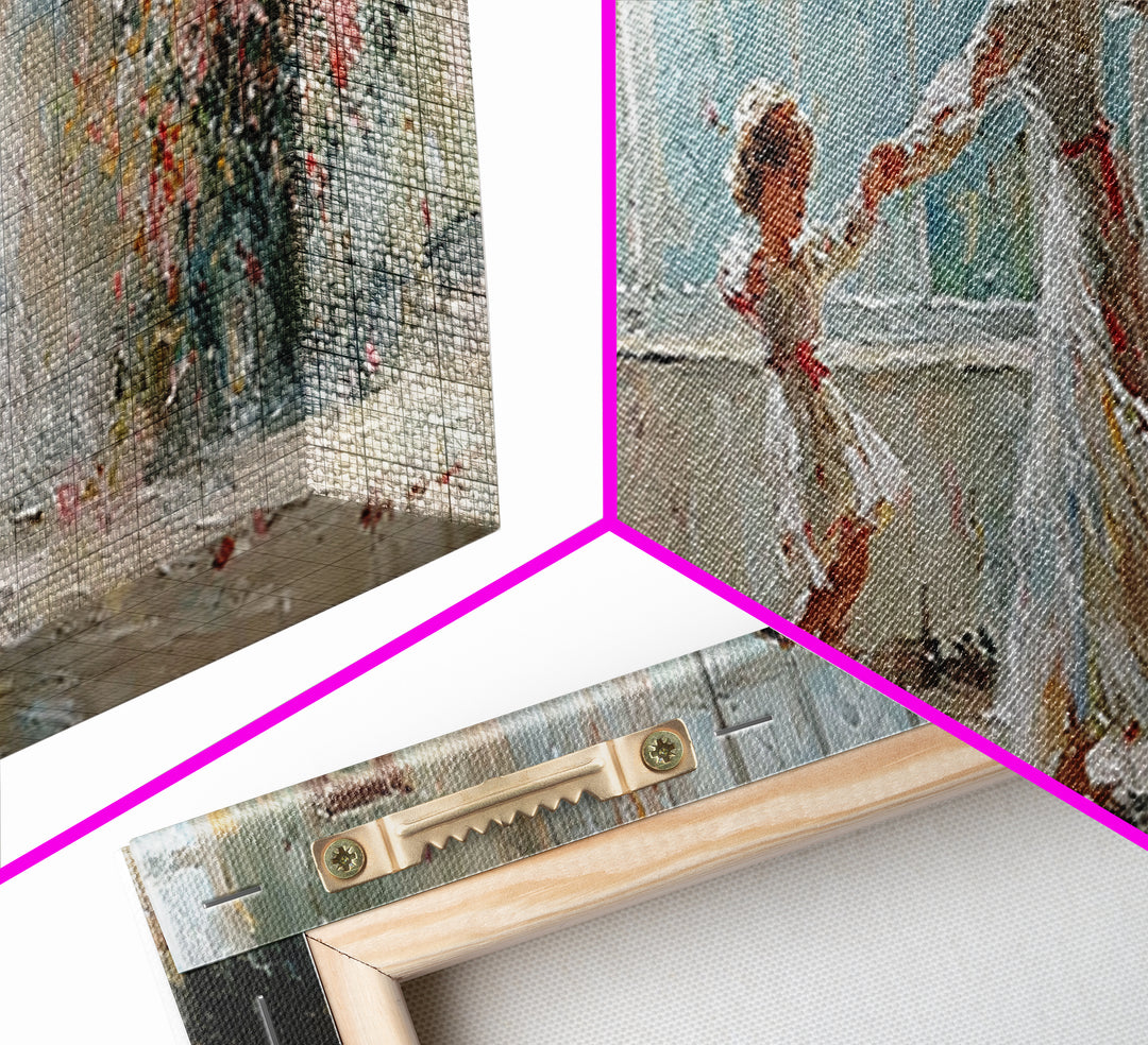 Mother And Daughter Dancing In White Dress Wall Art, Floral Window Interior, Feminine Wall Decor, Fine Art Print, Bedroom Decor