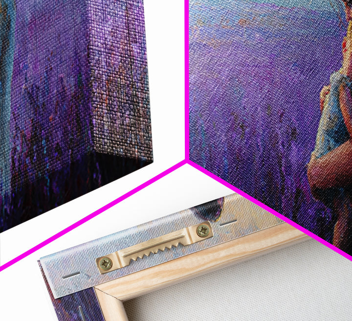 Mother And Baby In Lavender Field Canvas Print, Purple Landscape Wall Art, Calming Nursery Decor, Gift For Mom, New Baby Gift