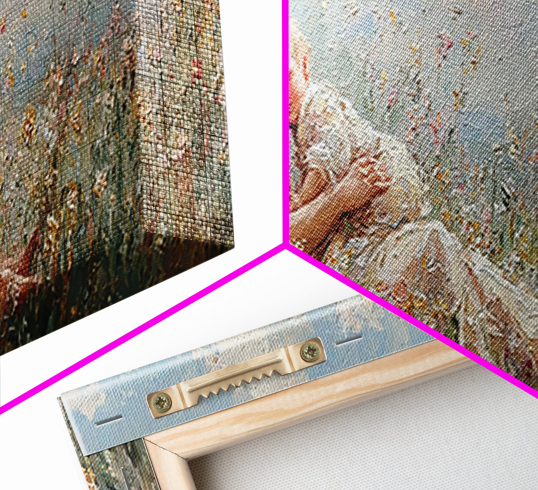 Mother And Baby In Wildflower Meadow Wall Art, Impressionist Nursery Decor, Floral Canvas Art, Gift For Mom, Bedroom Decor