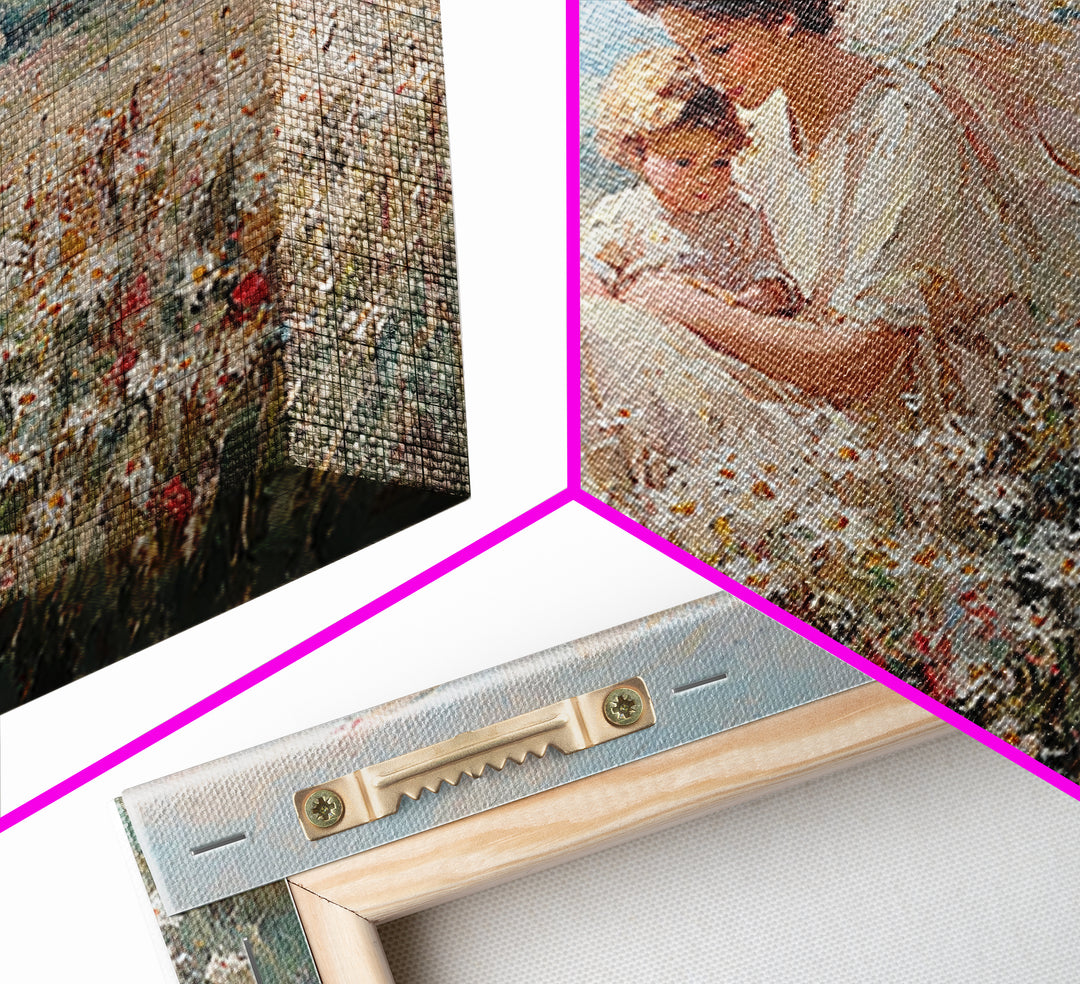 Angel Mother And Child In Wildflower Meadow Wall Art, Serene Religious Nursery Decor, Christian Gift, Fine Art Print, Home Decor