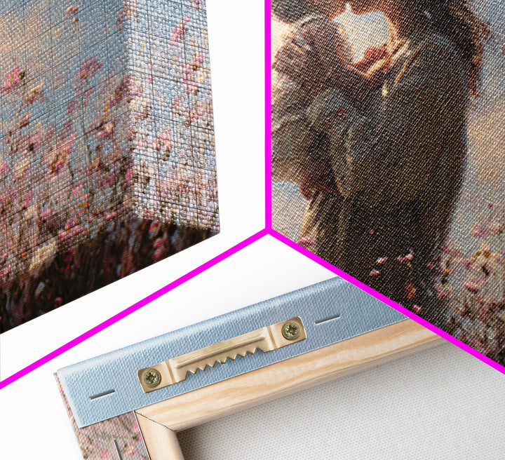Mother Kissing Baby In Wildflower Meadow Wall Art, Feminine Floral Canvas Print, Nursery Decor, Gift For Mom, Baby Shower Gift