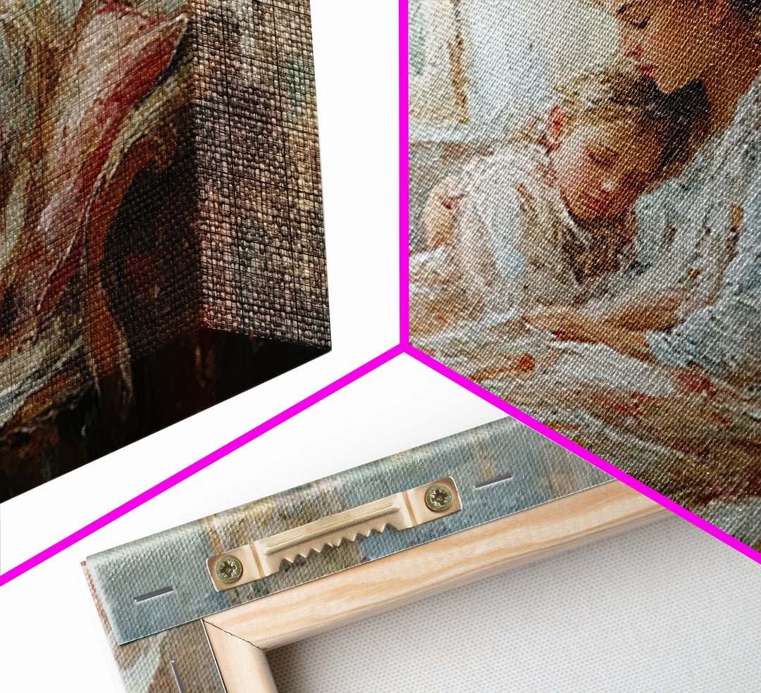 Mother And Child Resting By Window Wall Art, Impressionist Family Portrait, Cozy Bedroom Decor, Gift For Mom, Nursery Art