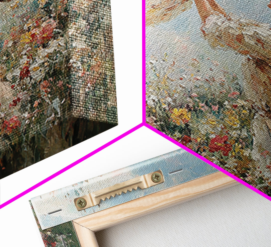 Mother Lifting Child Above Wildflowers Wall Art, Impressionist Oil Painting Print, Floral Nursery Decor, Living Room Decor, Gift For Mom