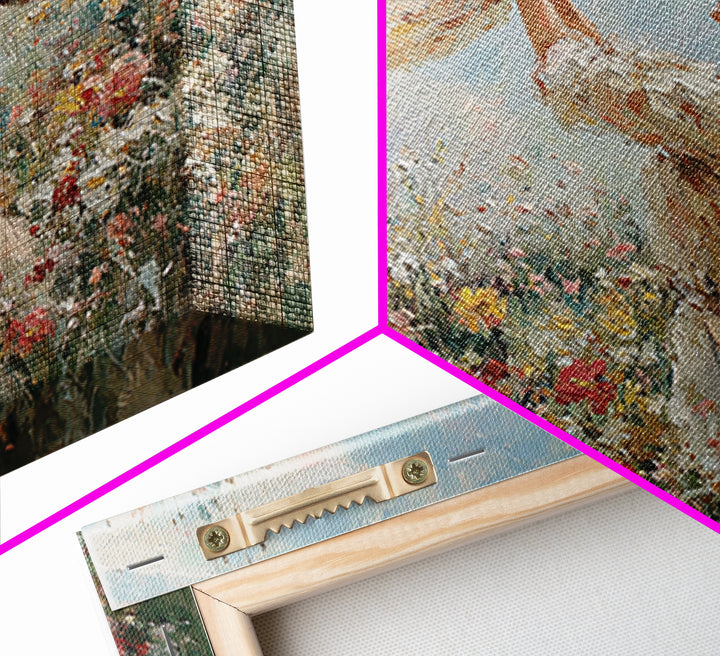 Mother Lifting Child Above Wildflowers Wall Art, Impressionist Oil Painting Print, Floral Nursery Decor, Living Room Decor, Gift For Mom