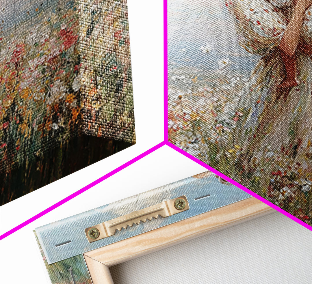Mother Holding Toddler In Pastel Wildflower Field Framed Canvas Print, Floral Wall Art, Nursery Decor, Mothers Day Gift, Gift For Her