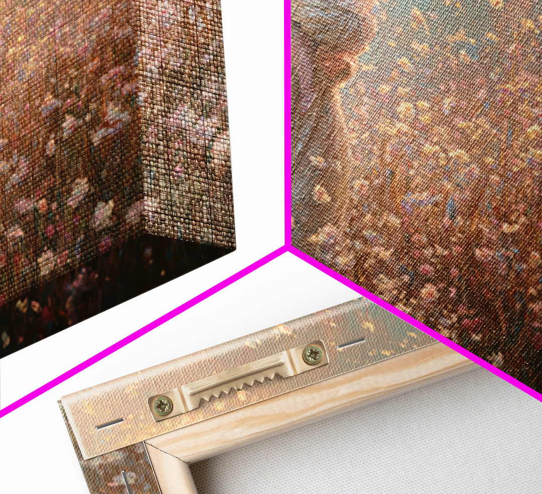 Mother Holding Baby In Pink Wildflower Field Wall Art, Romantic Impressionist Canvas Print, Nursery Decor, Gift For Mom, Feminine Art