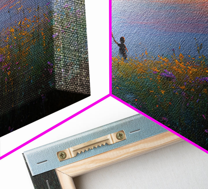 Mother And Child Meadow Sunset Wall Art, Impressionist Wildflower Landscape Print, Peaceful Nature Decor, Gift For Mom, Living Room Decor