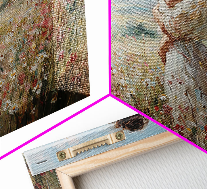 Mother And Child In Breezy Wildflower Field Canvas Print, Impressionist Wall Art, Nursery Decor, Baby Shower Gift For Mom