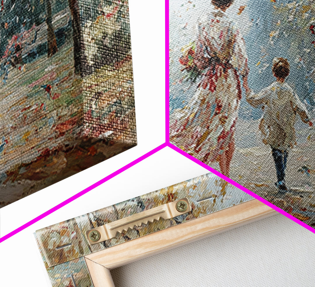 Mother And Child Autumn Park Walk Wall Art, Impressionist Painting Print, Feminine Living Room Decor, Housewarming Gift For Her