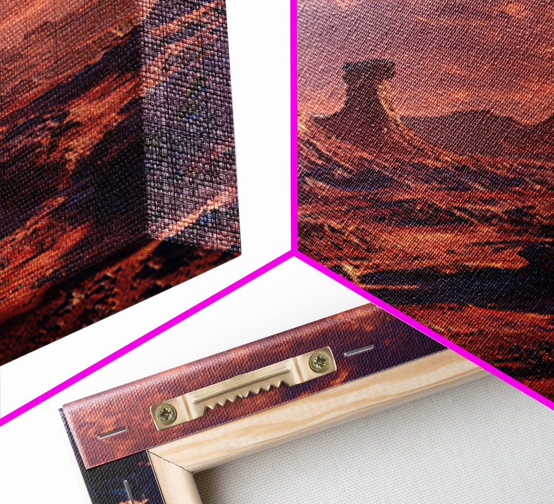 Red Alien Desert Landscape Canvas Print, Surreal Sci Fi Wall Art, Futuristic Fantasy Planet Decor, Statement Artwork For Living Room