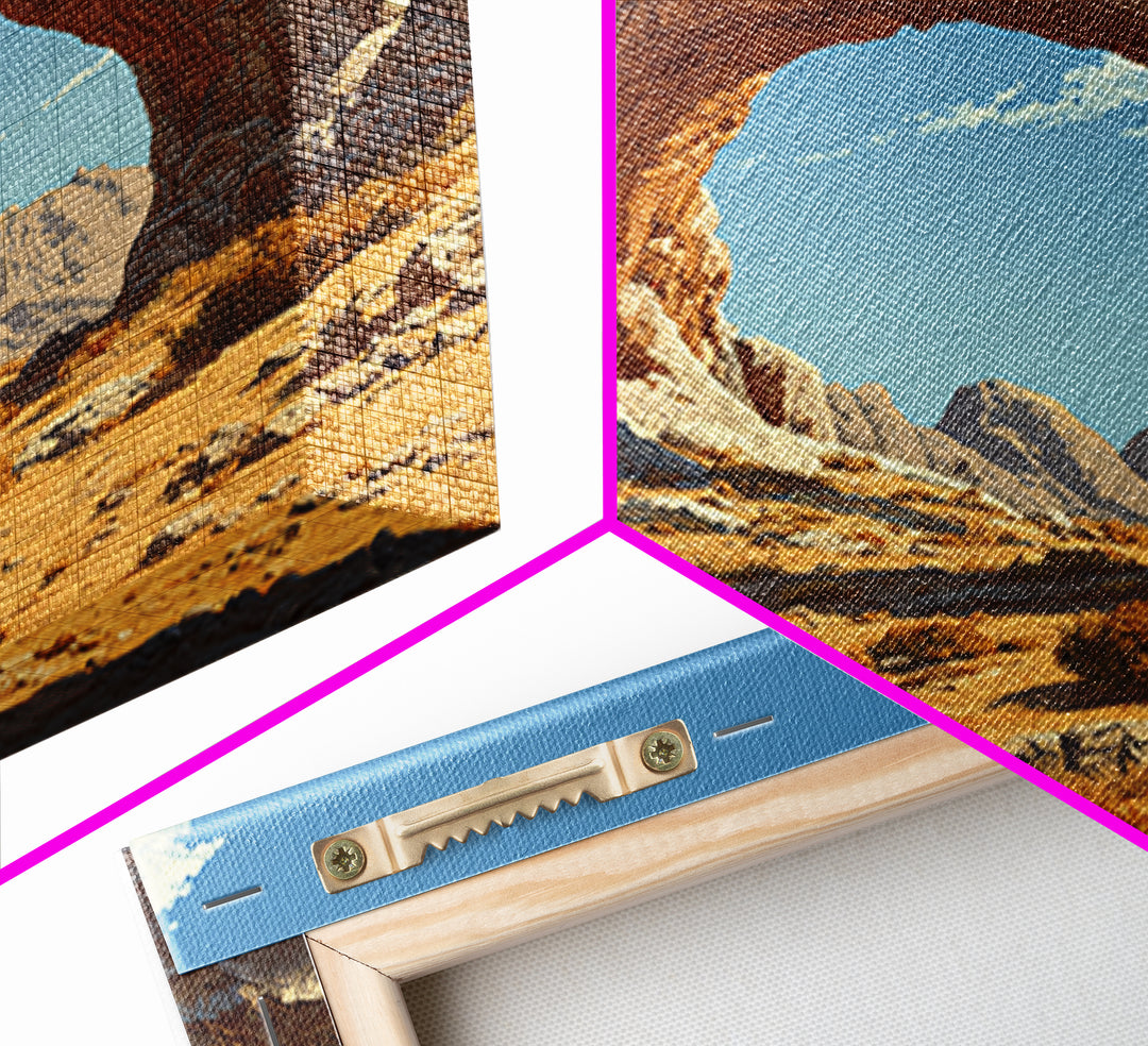 Sandstone Desert Arch Landscape Wall Art, Western Rock Formation Print, Modern Southwest Desert Decor Canvas Print