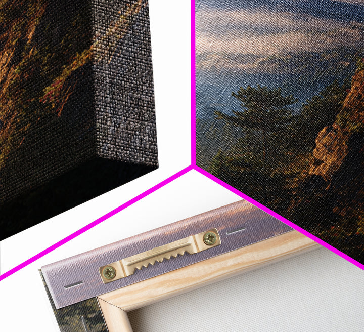 Mountain Fire Lookout Tower Sunrise Landscape Wall Art Misty Forest Painting Modern Home Decor Living Room Canvas Print