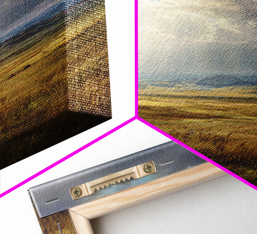 Sun Rays Over Golden Prairie Wall Art, Dramatic Western Landscape Canvas Print, Rustic Country Decor, Large Nature Living Room Art
