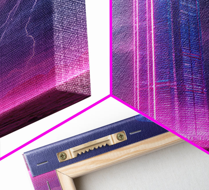 Neon Skyscraper In Storm Futuristic Wall Art, Cyberpunk Cityscape Painting, Sci Fi Modern Art Print, Gaming Room Canvas Print