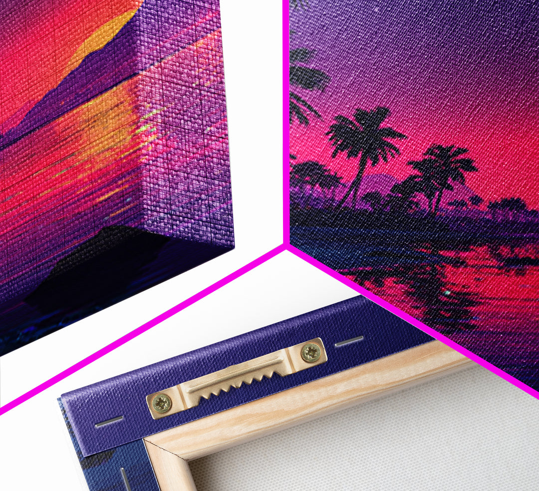 Vibrant Tropical Sunset Beach Wall Art, Colorful Coastal Ocean Print, Summer Home Decor, Modern Coastal Wall Art Print