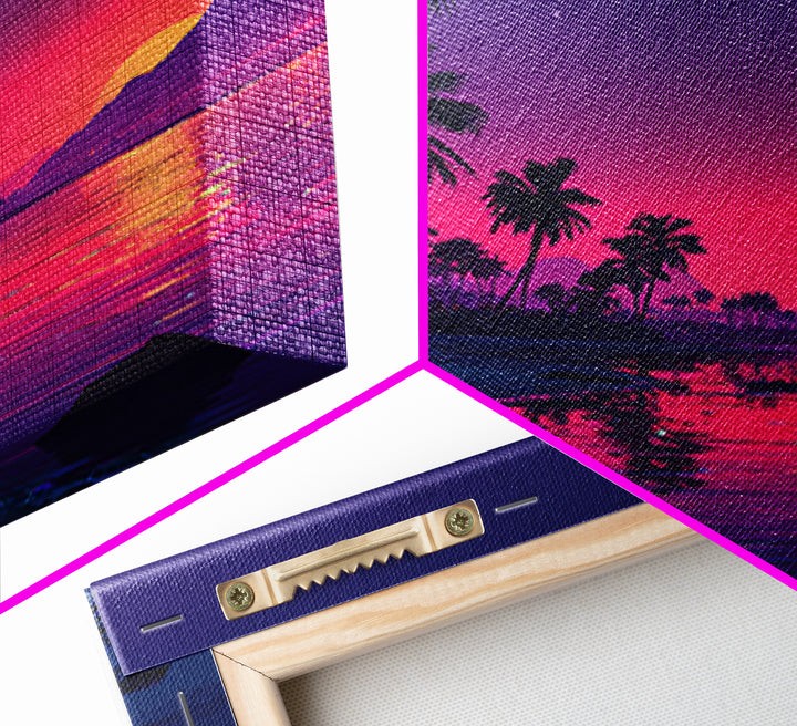 Vibrant Tropical Sunset Beach Wall Art, Colorful Coastal Ocean Print, Summer Home Decor, Modern Coastal Wall Art Print