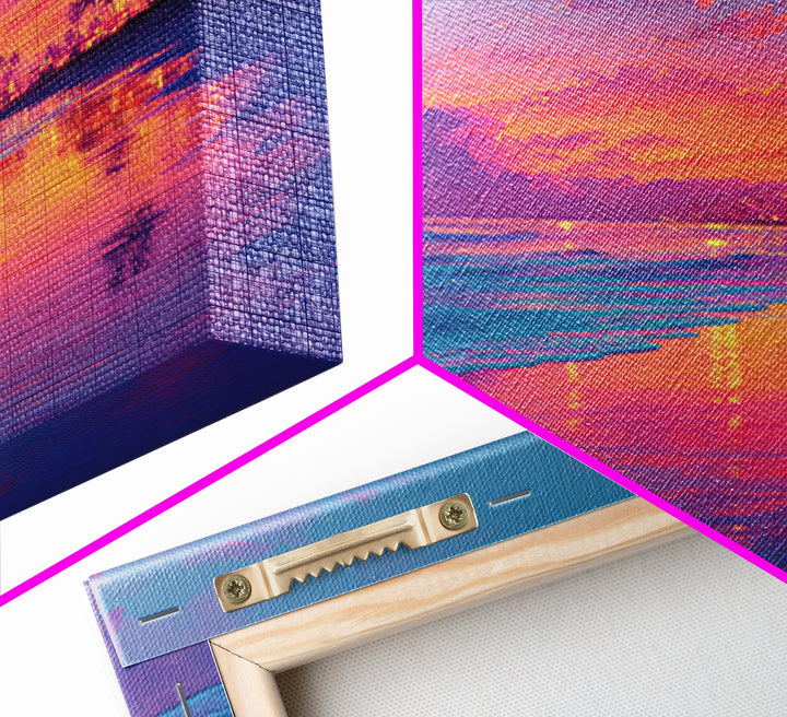 Colorful Seaside Sunset Wall Art, Tropical Ocean Beach Print, Vibrant Coastal Decor, Modern Summer Ocean Wall Art